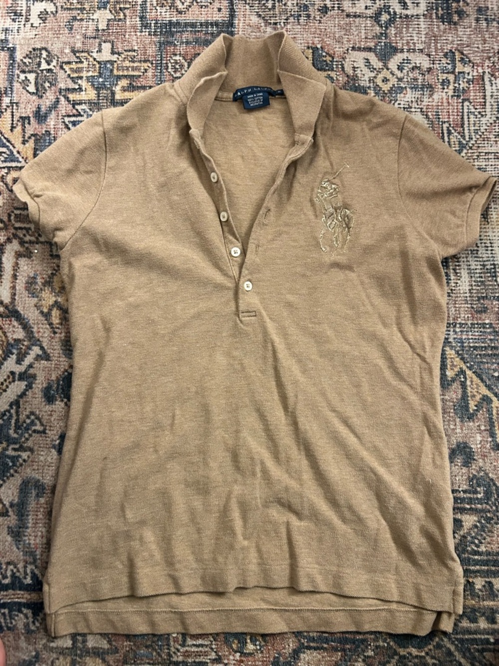 Ralph Lauren Camel/Tan Short-Sleeve Button Down Polo
